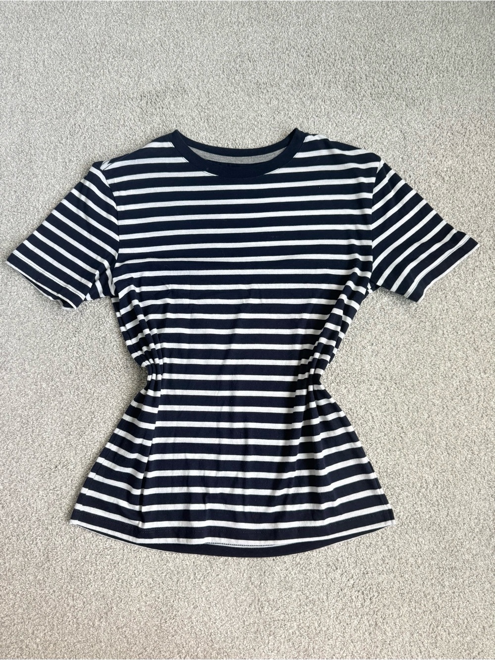 Old Navy Navy and White Striped Short Sleeve Tee